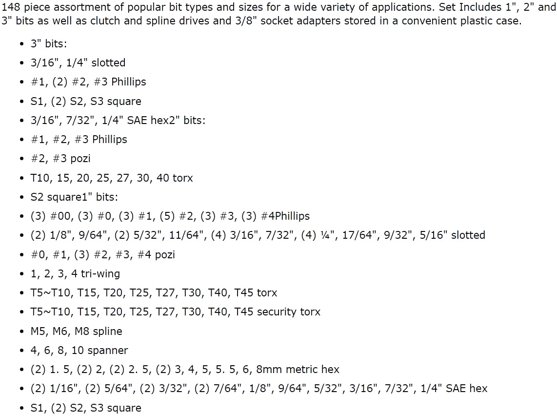 סט ביטים איכותי למברגה PERFORMANCE TOOLS W1725 TEXT